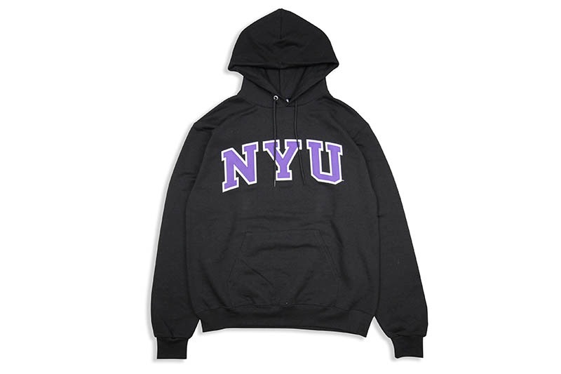 CHAMPION NYU SATIN HOODED SWEATSHIRT (BLACK)