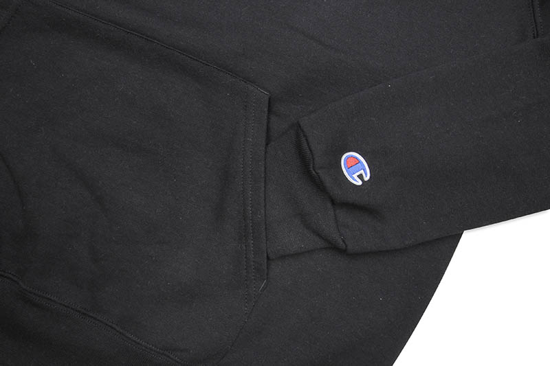 CHAMPION NYU SATIN HOODED SWEATSHIRT (BLACK)