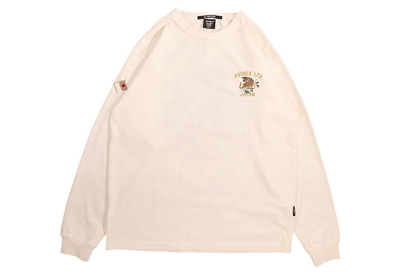 AVIREX WASHED FAR EAST TOUR L/S TEE (783-5230032-033:OFF WHITE)