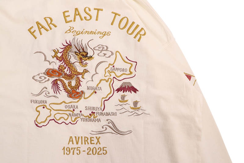 AVIREX WASHED FAR EAST TOUR L/S TEE (783-5230032-033:OFF WHITE)