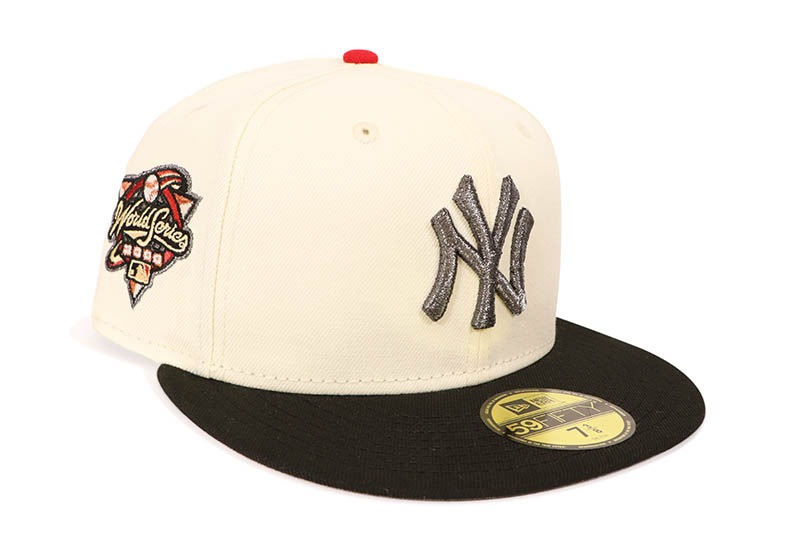 NEW ERA X NIGEL SYLVESTER COMPLEX CON EX NEW YORK YANKEES 59FIFTY FITTED CAP (2000 WORLD SERIES SIDE PATCH/GREY UNDER VISOR/CHROME BLACK)
