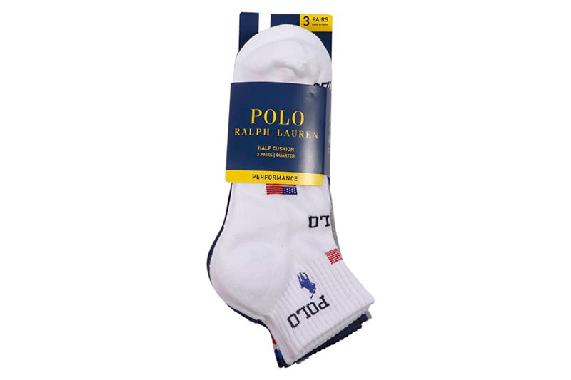 POLO RALPH LAUREN AMERICANA QUARTER-CREW SOCK 3-PACK (824556PK:ASSORTED)