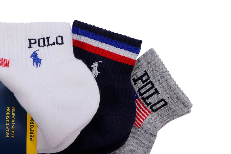 POLO RALPH LAUREN AMERICANA QUARTER-CREW SOCK 3-PACK (824556PK:ASSORTED)