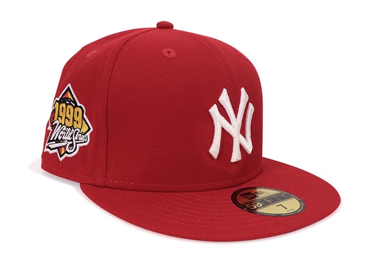 NEW ERA NEW YORK YANKEES 59FIFTY FITTED CAP (1999 WORLD SERIES SIDE PATCH/GREY UNDER VISOR/SCARLET)  14489757