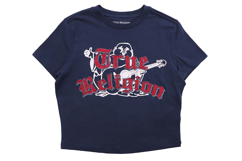 TRUE RELIGION CRYSTAL LOGO BUDDHA BABY TEE (209004:NAVY/SAPPHIRE)