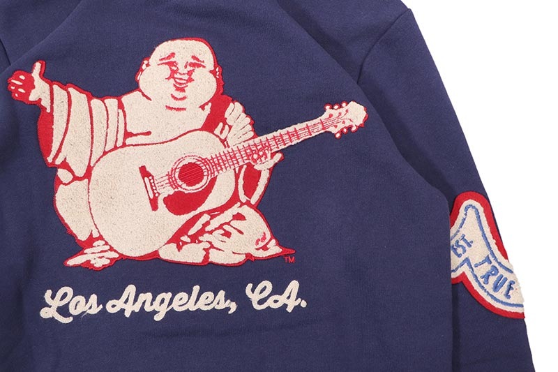 TRUE RELIGION HORSESHOE PATCH ZIP HOODIE (109127C:MEDIEVAL BLUE)