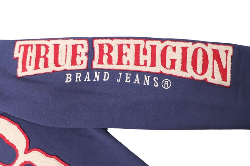 TRUE RELIGION HORSESHOE PATCH ZIP HOODIE (109127C:MEDIEVAL BLUE)