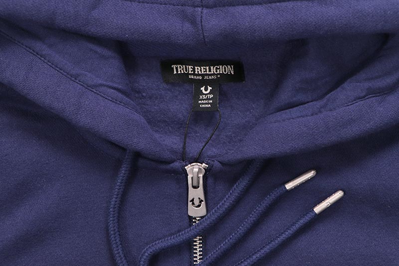 TRUE RELIGION HORSESHOE PATCH ZIP HOODIE (109127C:MEDIEVAL BLUE)