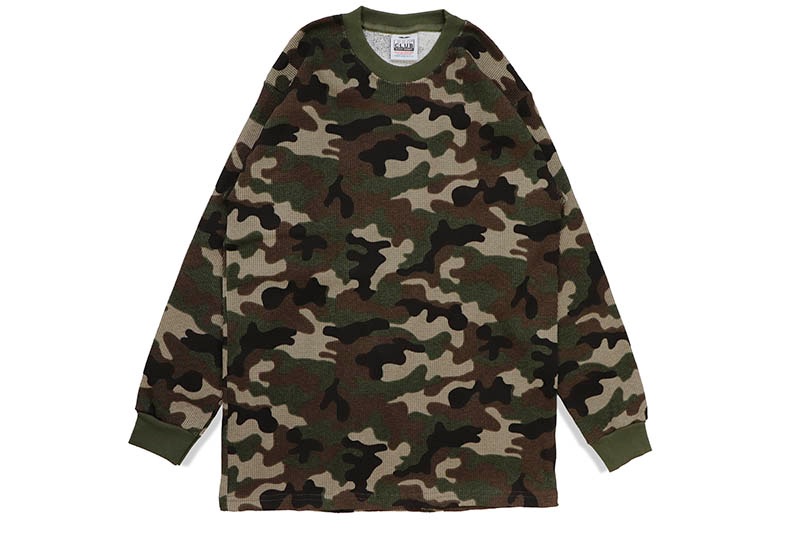 PRO CLUB HEAVYWEIGHT COTTON LONG SLEEVE THERMAL TOP (GREEN CAMO) 115