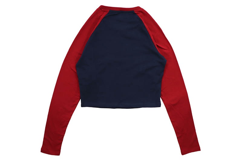 TRUE RELIGION CONTRAST LONG SLEEVE BASEBALL TEE (208408:DRESS BLUE/RED DAHLIA)
