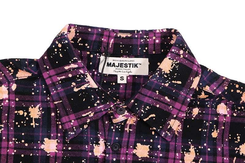 MAJESTIK RHINESTONE FLANNEL SHIRT (SH-2680:PURPLE)