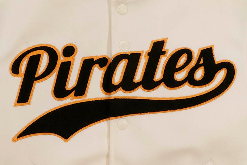 SD SPORT HAMMONDSPORT PIRATES VARSITY CROC LEATHERETTE MELTON HOODED JACKET (SM2333OW:CREAM)