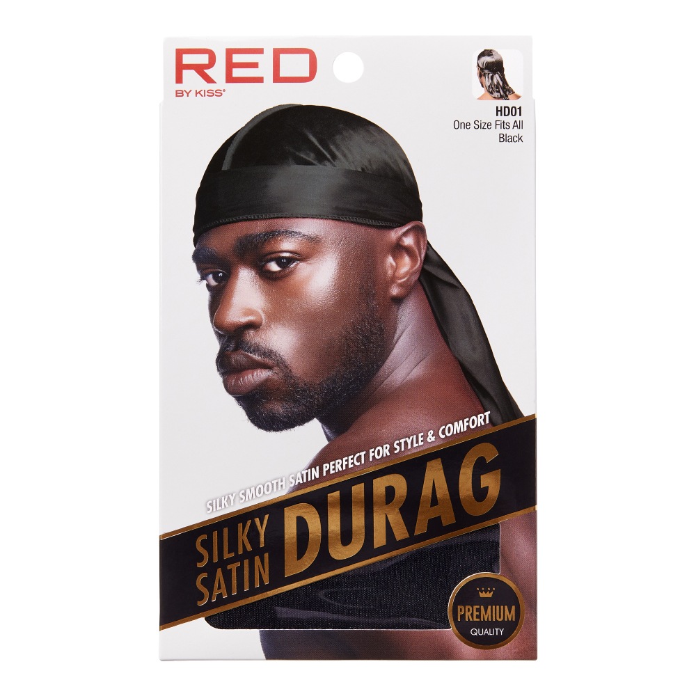 RED BY KISS SILKY SATIN DU-RAG (BLACK) HD01 | Category,HEAD GEAR