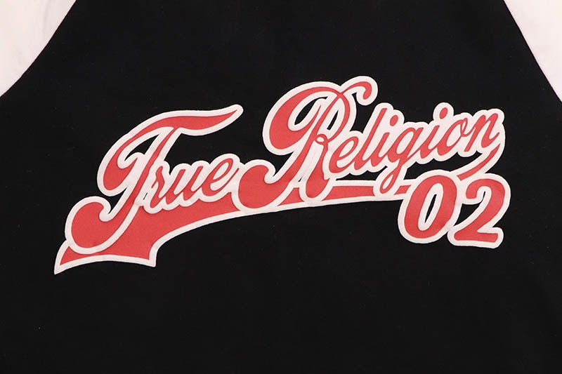 TRUE RELIGION CONTRAST LONG SLEEVE BASEBALL TEE (208408:JET BLACK/WINTER WHITE)