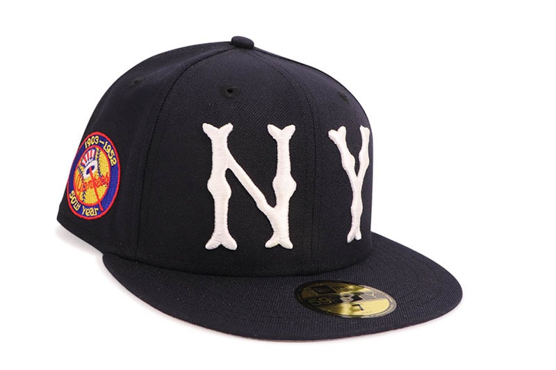 NEW ERA NEW YORK HIGHLANDERS 59FIFTY FITTED CAP (YANKEES 50TH YEAR SIDE PATCH/GREY UNDER VISOR/NAVY) 70945479