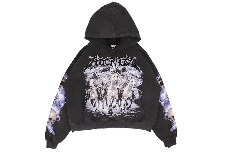 FLOOR 914 SKULL PONY HOODIE (BLACK WASH)