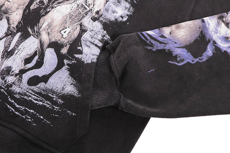 FLOOR 914 SKULL PONY HOODIE (BLACK WASH)