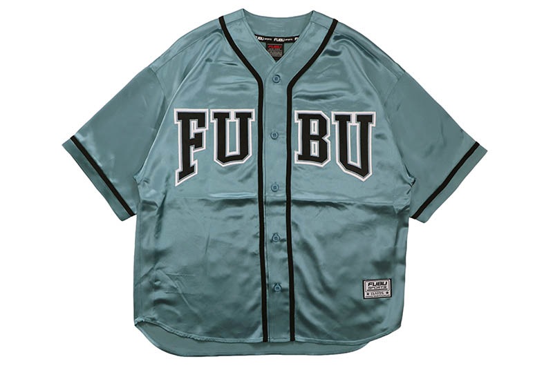 FUBU SATIN BASEBALL SHIRTS (FAM-61100:L. BLUE)