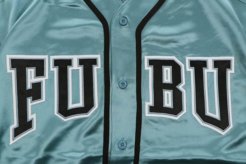 FUBU SATIN BASEBALL SHIRTS (FAM-61100:L. BLUE)
