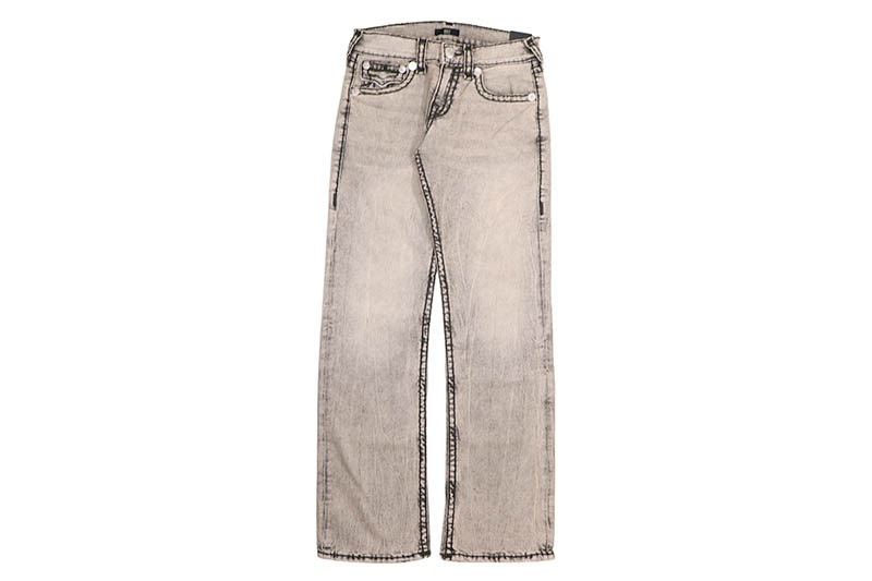 TRUE RELIGION BILLY SUPER T FLAP BOOTCUT JEAN 34" (110176:GRAVEL ROOT GREY WASH)