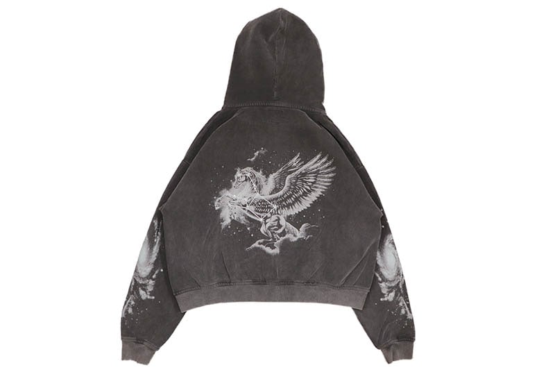 FLOOR 914 WING ZIP HOODIE (BLACK WASH)