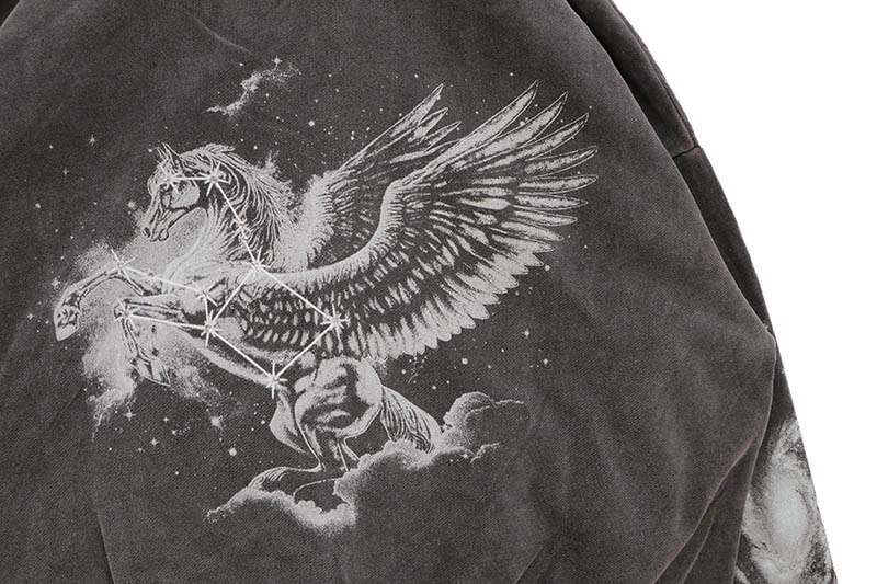 FLOOR 914 WING ZIP HOODIE (BLACK WASH)