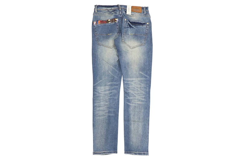 COOGI BRILLIANT MIXED-MEDIA SWEATER PIECE DENIM JEANS (CG-WB-002:INDIGO)