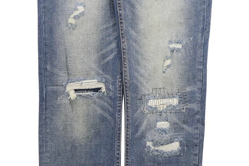 COOGI BRILLIANT MIXED-MEDIA SWEATER PIECE DENIM JEANS (CG-WB-002:INDIGO)