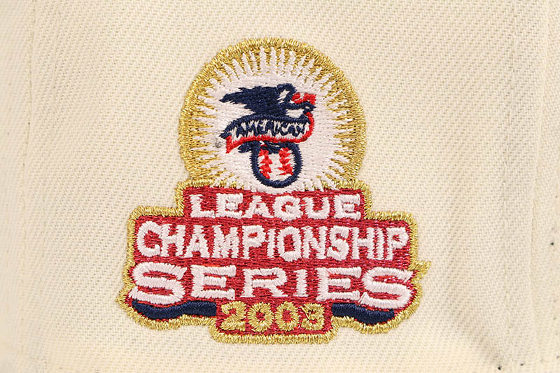 NEW ERA ZODIAC NEW YORK YANKEES 59FIFTY FITTED CAP (AMERICAN LEAGUE CHAMPIONSHIP SERIES 2003 SIDE PATCH/GREY UNDER VISOR/CHROME NAVY) 14693470