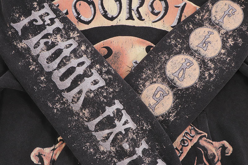 FLOOR 914 GOLD SKULL HOODIE (BLACK WASH)