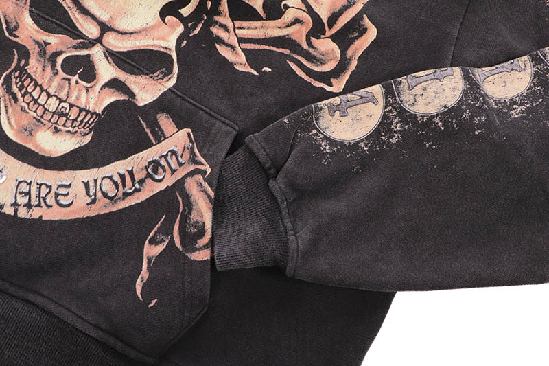 FLOOR 914 GOLD SKULL HOODIE (BLACK WASH)