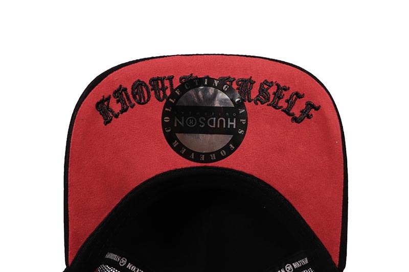 HUDSON OUTERWEAR DIAMOND 777 SUEDE TRUCKER HAT (CD0352:BLACK/RED