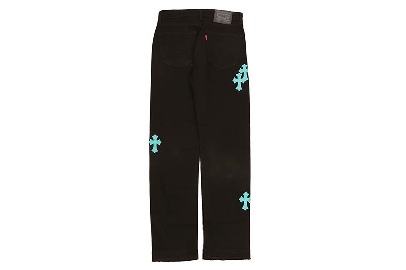 ADVANCE CROSS PATCH CUSTOM LEVI'S 505 REGULAR FIT JEANS (BLACK