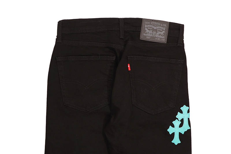 ADVANCE CROSS PATCH CUSTOM LEVI'S 501 ORIGINAL FIT JEANS (BLACK
