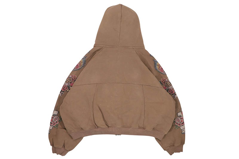 RIGHTEOUS RISEN KING CROPPED ZIP-UP HOODIE (BROWN)
