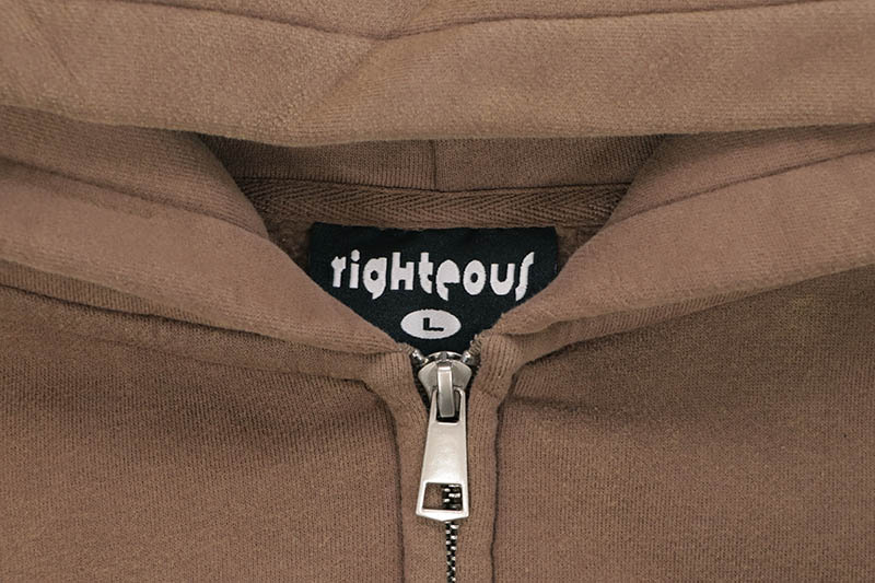 RIGHTEOUS RISEN KING CROPPED ZIP-UP HOODIE (BROWN)