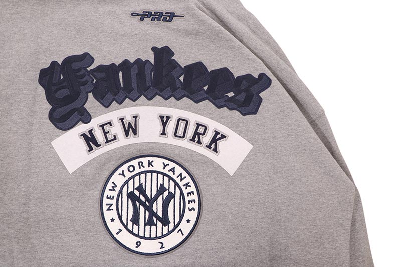 PRO STANDARD NEW YORK YANKEES BEST OF DROP SHOULDER PO HOODIE (LNY5315280-DHG:DARK HEATHER GRAY)