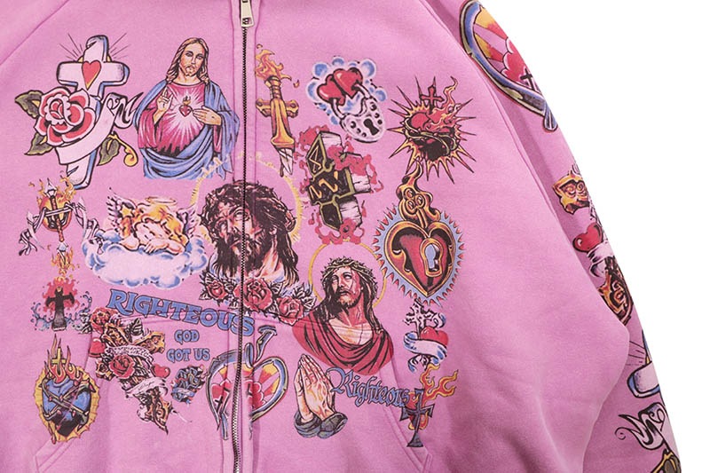 RIGHTEOUS RISEN KING CROPPED ZIP-UP HOODIE (PURPLE) | Brand,S-Z,WE