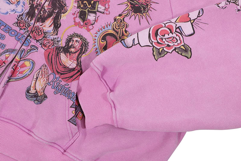 RIGHTEOUS RISEN KING CROPPED ZIP-UP HOODIE (PURPLE)