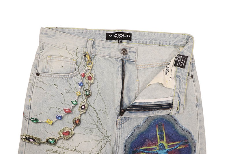 VICIOUS GRAPHIC DENIM SHORTS (VC1210:LIGHT TINT)