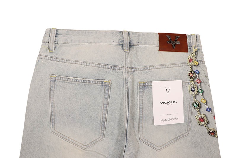 VICIOUS GRAPHIC DENIM SHORTS (VC1210:LIGHT TINT)