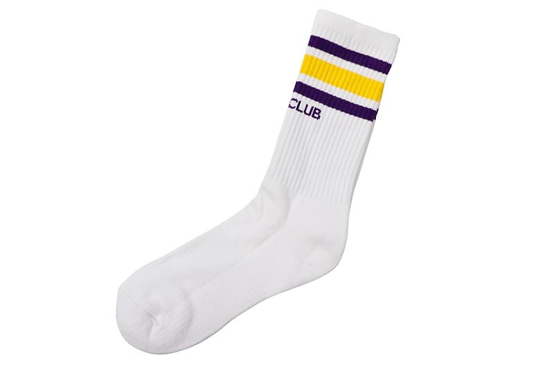 PRO CLUB CLASSIC STRIPE CREW SOCKS (WHITE/YELLOW/PURPLE) 03PC0902