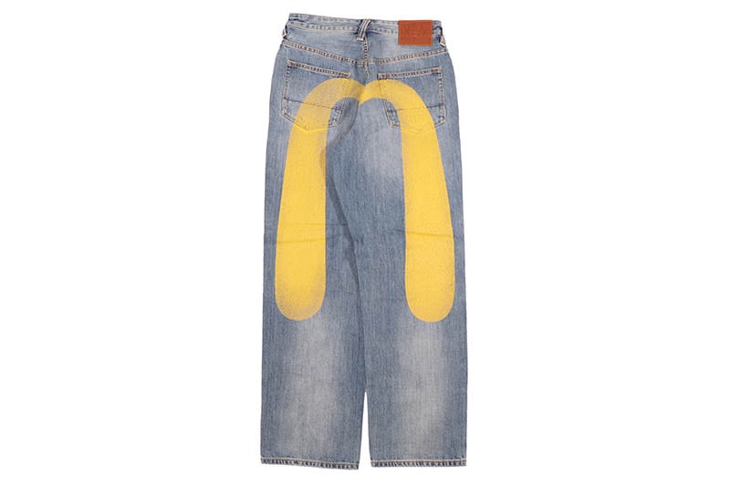 EVISU YELLOW DAICOCK PRINT RELAX FIT JEANS #2030 (DK6S-JP102