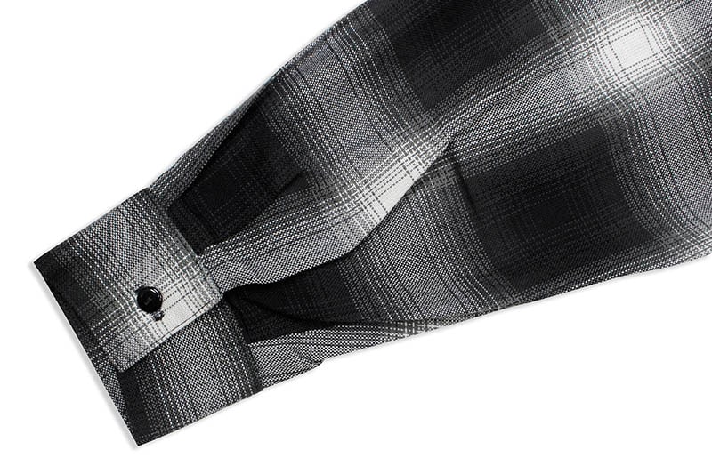 CALTOP PLAID FLANNEL LONG SLEEVE SHIRT (#2000:BLACK/IVORY)