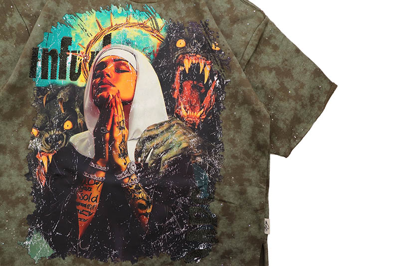 BKYS PRAYER FRENCH TERRY CROPPED TEE (T1333:WASHED OLIVE) | Brand 