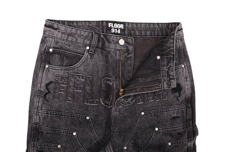 FLOOR 914 TRIPLE KNEE DENIM (BLACK WASH)