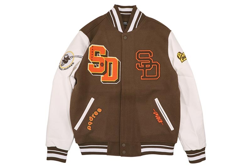 PRO STANDARD SAN DIEGO PADRES BEST OF RIB WOOL VARSITY JACKET (LSP6315220-BNW:BROWN/WHITE)