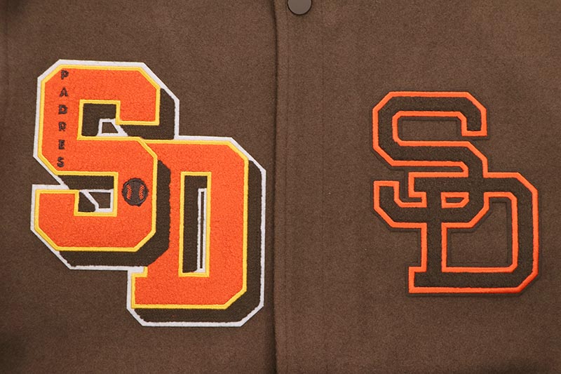PRO STANDARD SAN DIEGO PADRES BEST OF RIB WOOL VARSITY JACKET (LSP6315220-BNW:BROWN/WHITE)