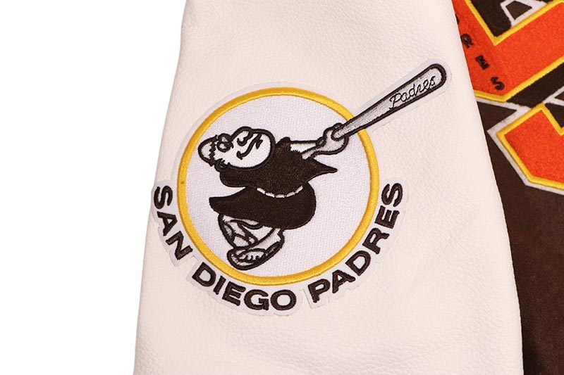 PRO STANDARD SAN DIEGO PADRES BEST OF RIB WOOL VARSITY JACKET (LSP6315220-BNW:BROWN/WHITE)