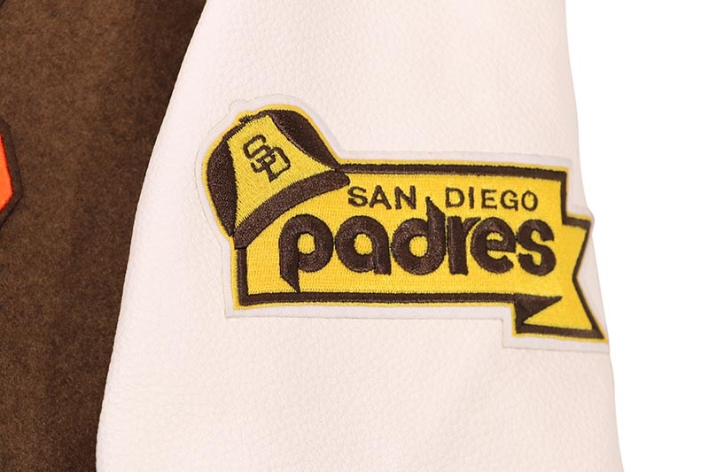 PRO STANDARD SAN DIEGO PADRES BEST OF RIB WOOL VARSITY JACKET (LSP6315220-BNW:BROWN/WHITE)